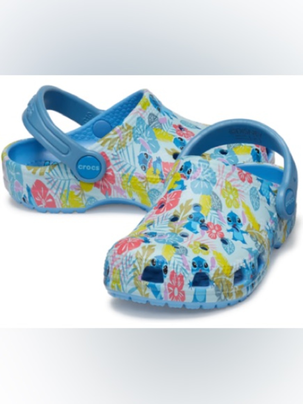 Crocs Toddlers' Disney Stitch Classic Clogs, Oxygen" Blue Slip-On Clog Shoes